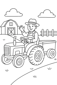 Traktor mit Anhänger: Ausmalspaß auf dem Bauernhof