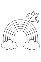 Regenbogen über Hügeln