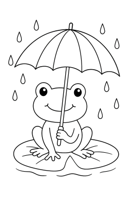 Regenschirm Ausmalbild: Bunter Schutz vor Regen - Coloring Page