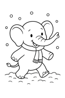 Elefant spielt im Schnee