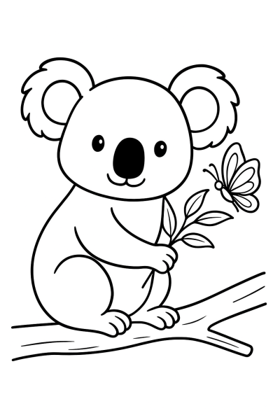 Koala Friend Coloring: Realistic & Simple Fun!