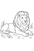 Liegender Löwe im Gras