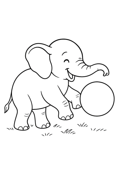 My First Realistic Elephant Coloring Page!