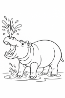 Nilpferd spritzt Wasser